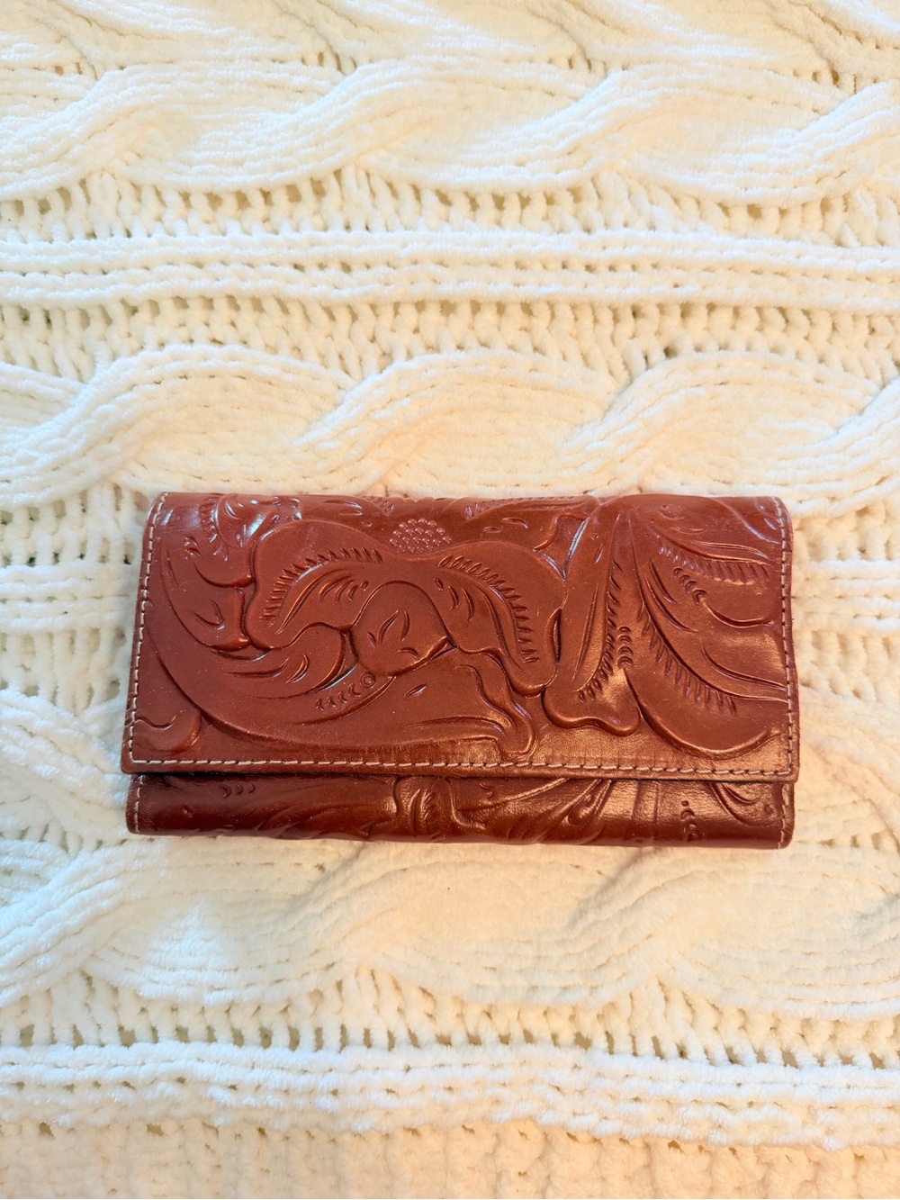 Patricia Nash Embossed Leather Wallet - Chestnut Brown